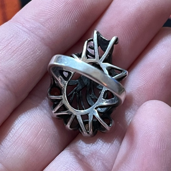 VTG Estate Peacock Gemstone Marcasite 925 Sterling Silver Size 5 Ring - Picture 5 of 6